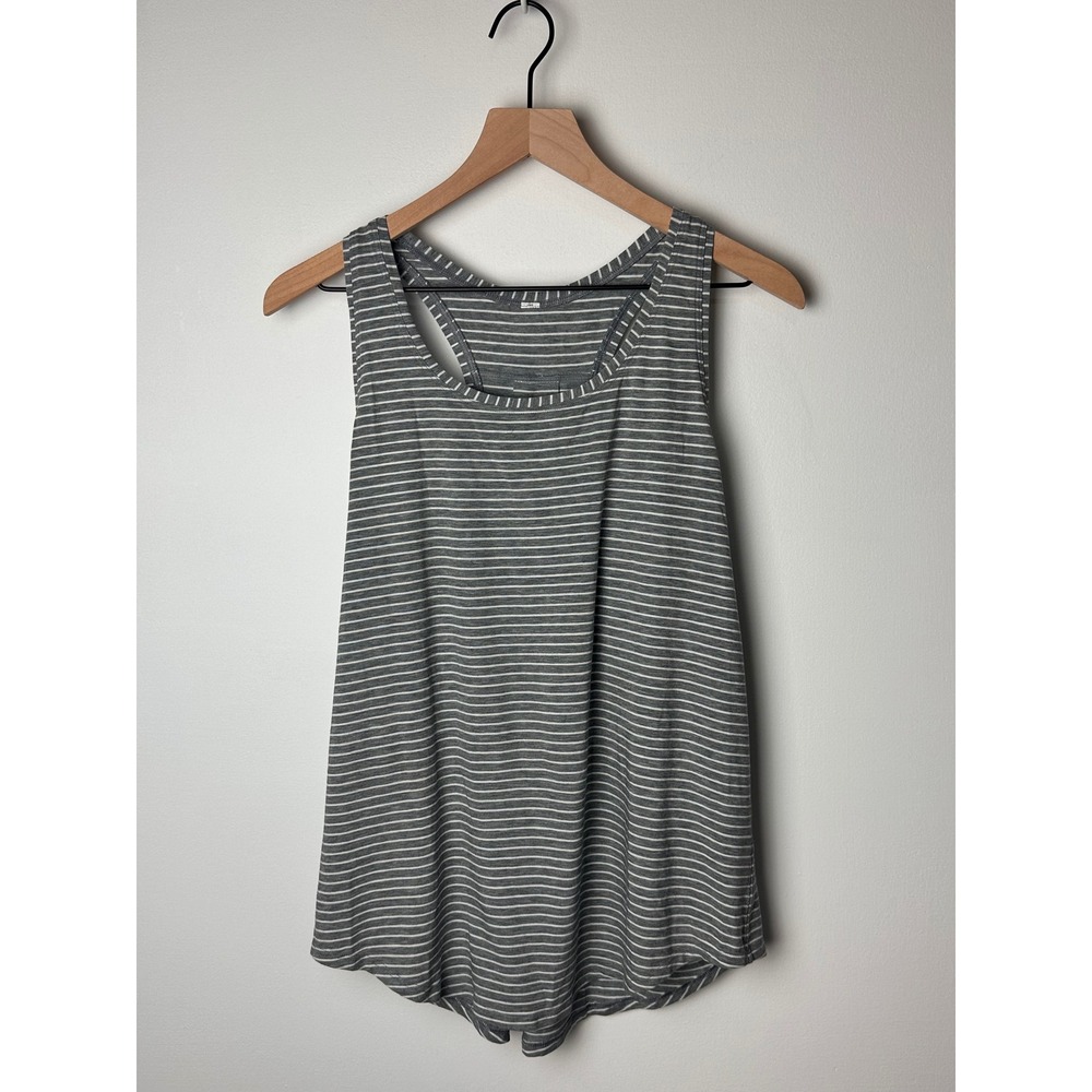 Lululemon Striped Tank Top Racerback Athletic Workout Gray White